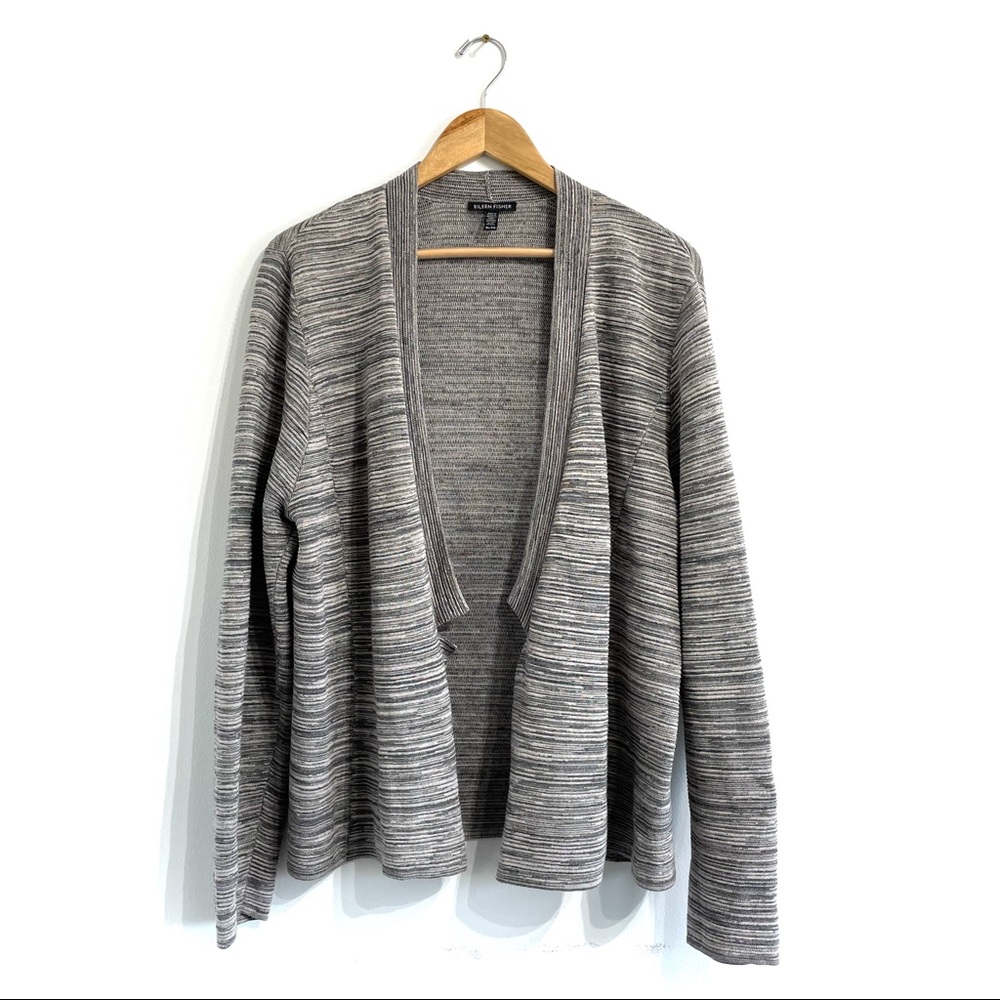 Eileen Fisher Cream and Black Cardigan Sweater